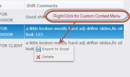 right click behavior can be customized to display any result